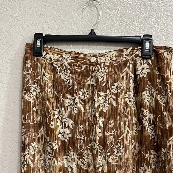 Vintage Worthington Brown Button Down Front Floral Print skirt Size Large - Picture 3 of 9